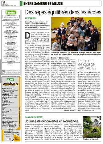 Une revue de presse du journal "L'avenir" de septembre 2021 parle d'Ekillibre