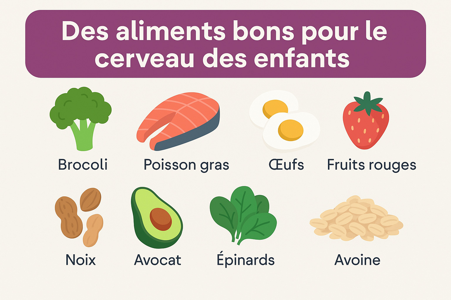 Les aliments bons pour le développement des enfants