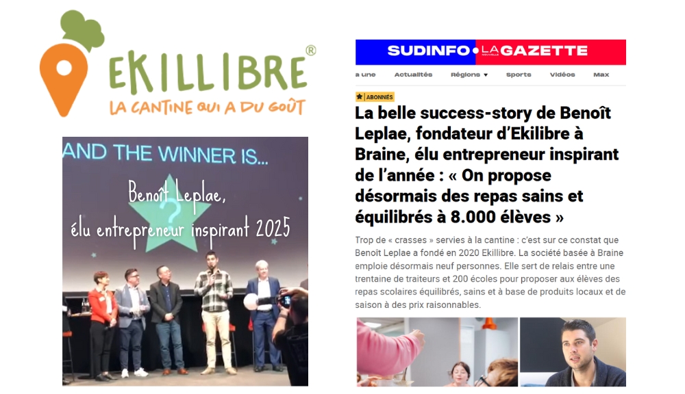 Benoît Leplae, fondateur d’Ekillibre, élu entrepreneur inspirant de l’année !